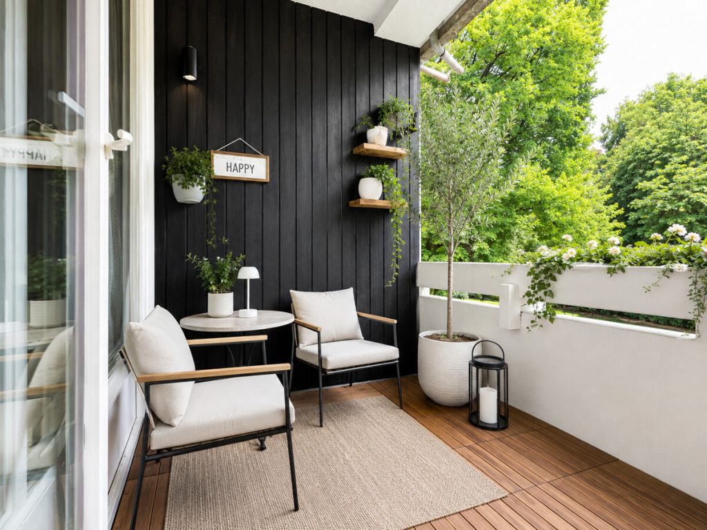 Balkon virtuell möbliert